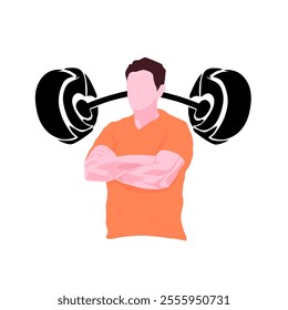 illustration of person with dumbbell without background