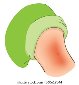 Illustration of a person eration after applying injection in the arm. Either being for the treatment of diabetes, sclerosis or vaccine