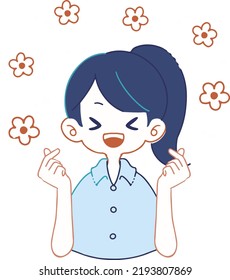 Illustration of a person expressing joy with a finger heart