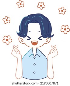 Illustration of a person expressing joy with a finger heart