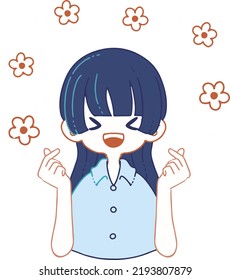 Illustration of a person expressing joy with a finger heart