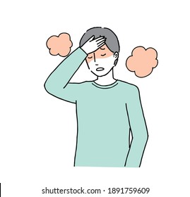 Illustration of a person with a fever and lethargy, coronavirus