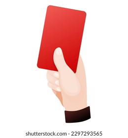 Illustration person  hand holding red card  Ideal for sports catalogs  informative   institutional guides 