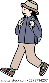 Illustration of a person hiking