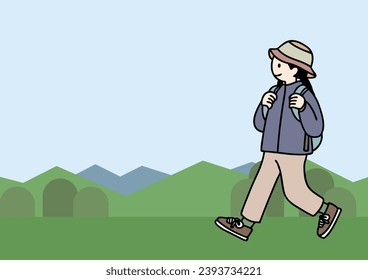 Illustration of a person hiking