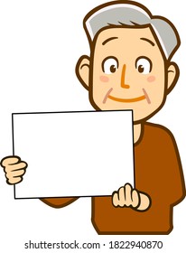 Illustration of a person holding a panel / Elderly man