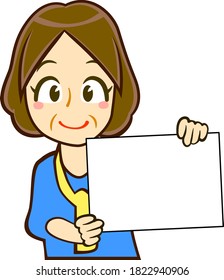 Illustration of a person holding a panel / Middle-aged woman