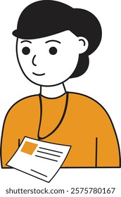 Illustration of Person Holding Paper Document