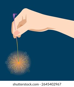 Illustration of a person holding a sparkler in their hand