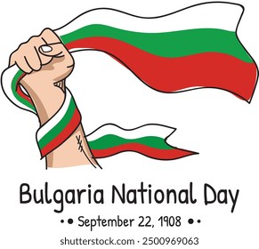 Illustration of a person holding tightly the fluttering Bulgarian flag, Bulgaria's national day vector	