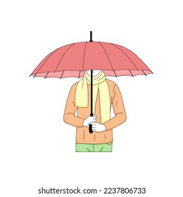 illustration of a person holding an umbrella, people in the rain using an umbrella