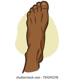 Illustration person, human foot, afro descendant, top view. Ideal for catalogs, informational and institutional guides