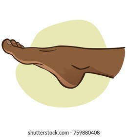 Illustration person, human foot, afro descending, side view. Ideal for catalogs, informational and institutional guides