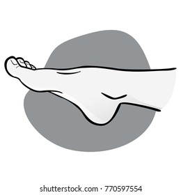 Illustration person, human foot, black and white, side view. Ideal for catalogs, informational and institutional guides