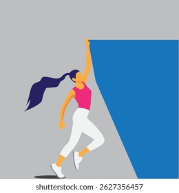 illustration of person with increase and directional arrows, sales progress, sales increase, hard work effort, reach the highest level, level up