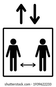 Illustration of a person keeping an appropriate distance in the elevator.