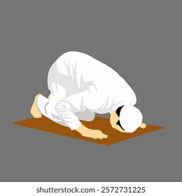 Illustration of a Person Kneeling in Prayer on a Prayer Mat