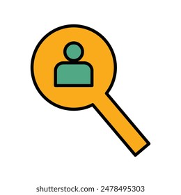 illustration of a person with a magnifying glass logo and icon 