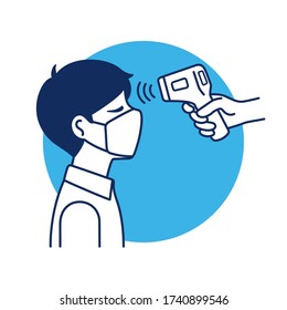 Illustration of a person measuring body temperature.