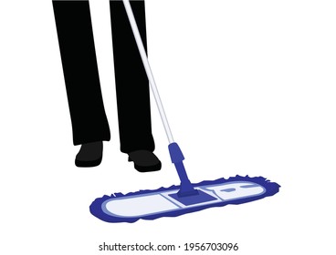 illustration of a person mopping the floor. Vector flat illsutration