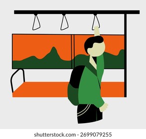 illustration a person on the train. vector illustration