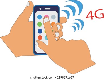 Ilustración de una persona que opera un smartphone