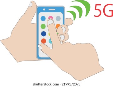 Illustration of a person operating a smartphone