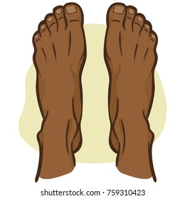 Illustration person, pair of human feet, afro descending, top view. Ideal for catalogs, informational and institutional guides