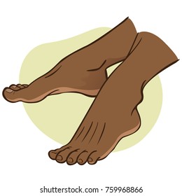 Illustration person, pair of human feet, afro descendant, side view. Ideal for catalogs, informational and institutional guides