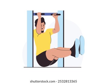 Illustration of Person Performing Pull-Up Exercise