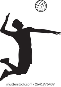 illustration of a person performing a volleyball smash jump silhouette