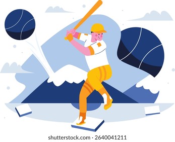Illustration of a person playing baseball