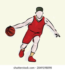 Illustration of a person playing basketball. vector