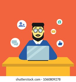 illustration of the person playing the laptop