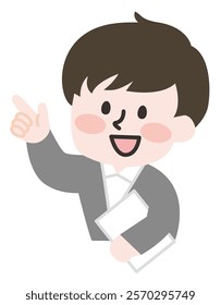 Illustration of a person pointing and explaining