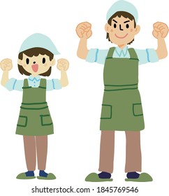 Illustration of a person in a pose doing his best with an apron and a sling