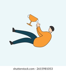 An illustration of a person reaching for a trophy that is just out of reach, symbolizing near success or a missed opportunity