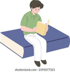 Illustration of a person reading a book.