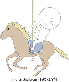 Illustration of a person riding a carousel.