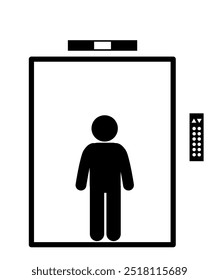 illustration of a person riding an elevator