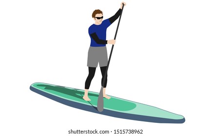 Illustration of a person riding a Stand Up Paddleboard