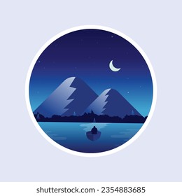 Illustration of a Person in a River at Night