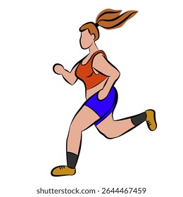 ilustração de uma pessoa correndo ou correndo. atividade física, saúde, relacionada a eventos de corrida, maratonas e atletismo.