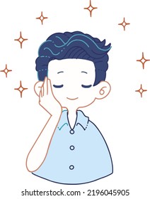 Illustration of a person satisfied with aging and beautiful skin