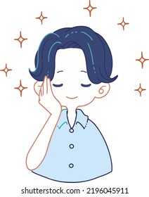 Illustration of a person satisfied with aging and beautiful skin