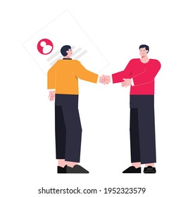 ilustración de una persona que da la mano mientras hace un acuerdo