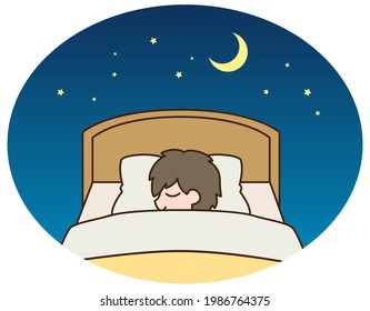 Illustration of a person sleeping in bed