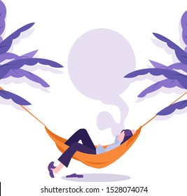 ilustración de una persona durmiendo en una hamaca