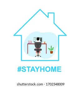 
illustration of a person stay at home, self-isolation. Health care concept. 