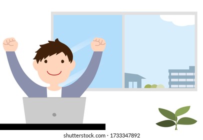 Illustration of a person stretching during work
